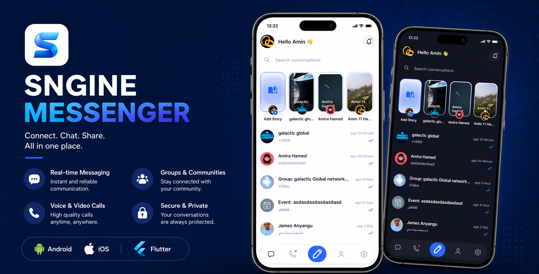 Sngine Messenger 2.0.1: Faster Flutter Chat App with Caching, Calls and API Updates